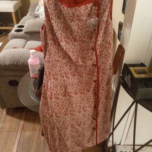 Red and white dress.